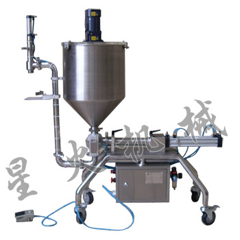 攪拌式濃醬電動(dòng)灌裝機(jī)，半自動(dòng)辣椒醬灌裝機(jī)